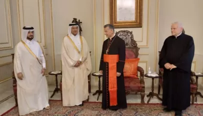 البطريرك الراعي يستقبل السفير القطري في لبنان الشيخ سعود بن عبد الرحمن بن فيصل ثاني آل ثاني