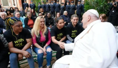 لقاء البابا فرنسيس مع السجينات في البندقية ٢٨ نيسان أبريل ٢٠٢٤ (Vatican Media)